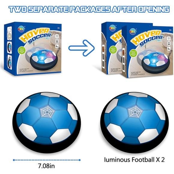 Hover Soccer Ball Toys for Boys, 2 LED Light Soccer Balls with Soft Foam Bumper - Picture 3 of 7